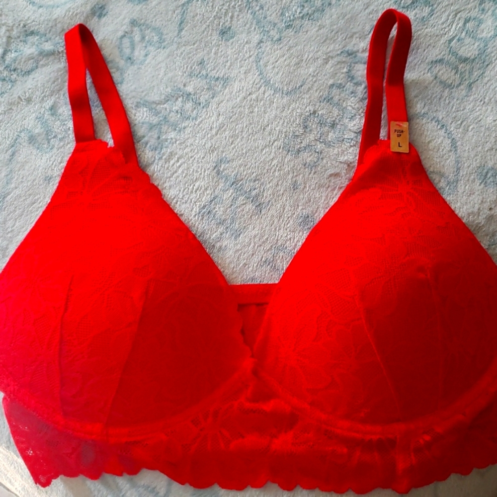 PINK Red Lace Bralette NWT
